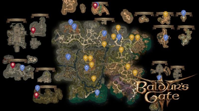 Carte interactive Baldur's Gate 3 : objets, secrets, quêtes, où les trouver ?