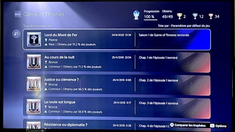 Platine # 5 Game of thrones