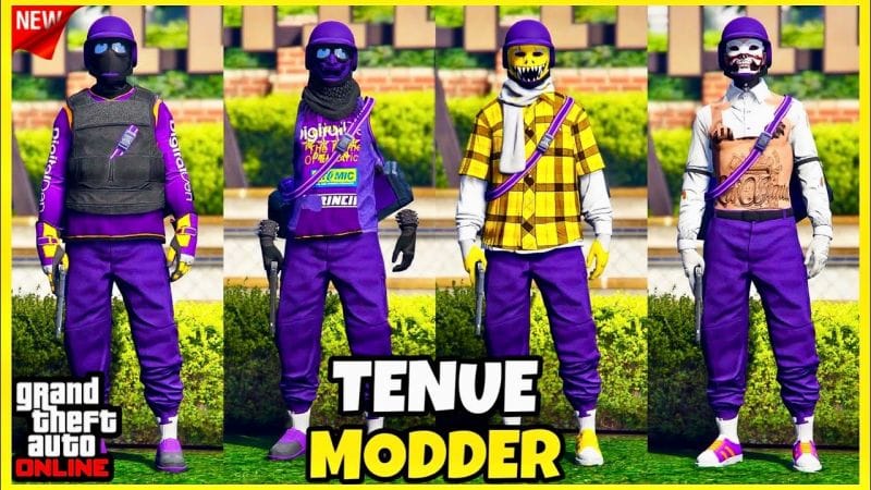 [SANS CODAGE] AVOIR 4 TENUE MODDER AVEC LE JOGGERS VIOLET SUR GTA 5 ONLINE EN 1.58!