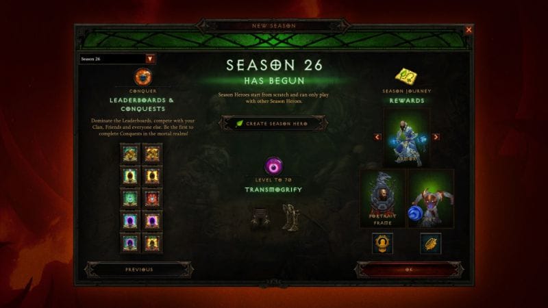 Périple Saison 26 Diablo 3 : Objectifs, chapitres, set