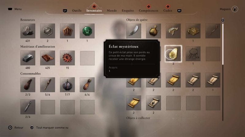 Localisation de tous les éclats mystérieux | Guide Assassin's Creed Mirage