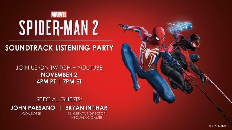 Session d’écoute de la bande-son de Marvel’s Spider-Man  2 le 2 novembre