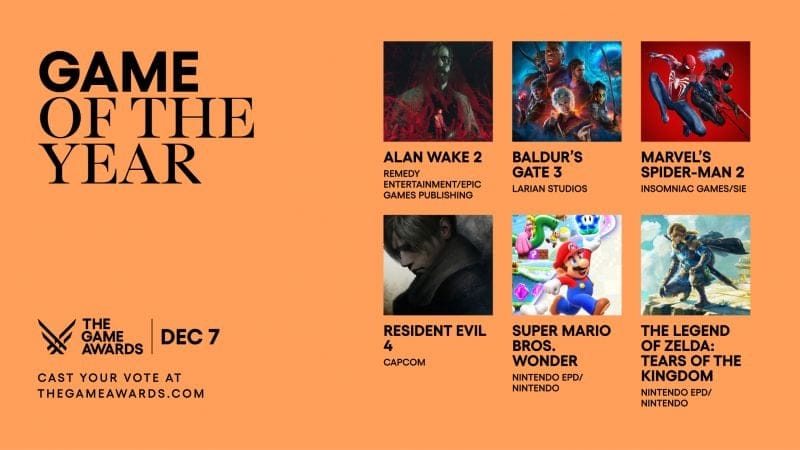 Les nominations aux Game Awards sont révélées : Alan Wake 2 et Baldur's Gate III en tête des nominations