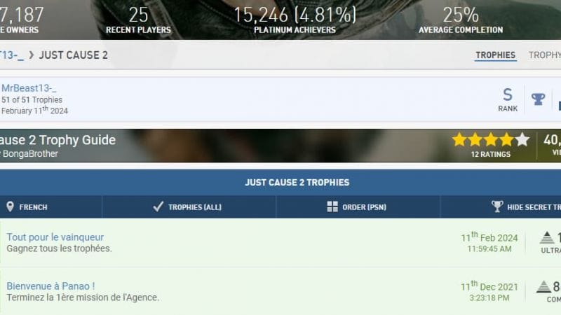 Platine n°141 Just Cause 2