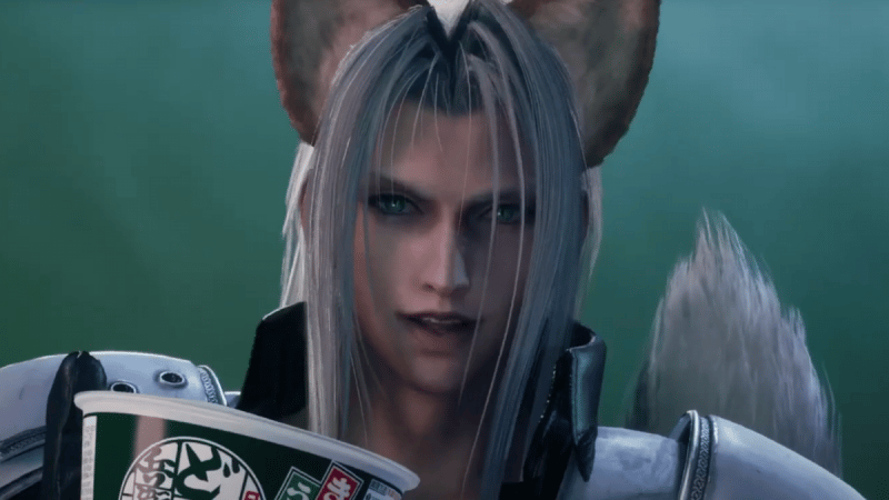 Final Fantasy 7 Rebirth marche dans les pas de FF15 : encore une fois, on a le droit à une collaboration complètement barrée… et à Séphiroth avec des oreilles de renard