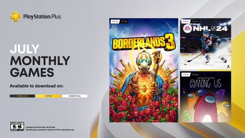 Les jeux du mois PlayStation Plus de juillet : Borderlands 3, NHL 24, Among Us