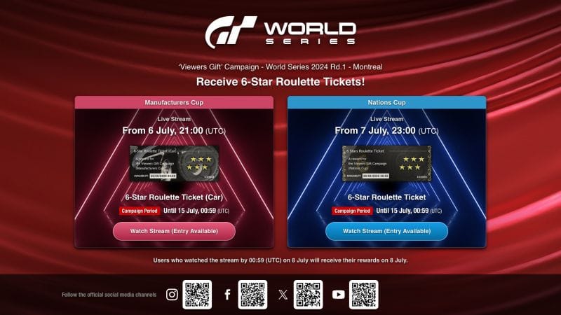 Gagnez des tickets cadeaux avec la "Campagne de visionnage" pour l'événement Gran Turismo World Series 2024 - Manche 1 - Montréal !  - Gran Turismo™ 7 - gran-turismo.com