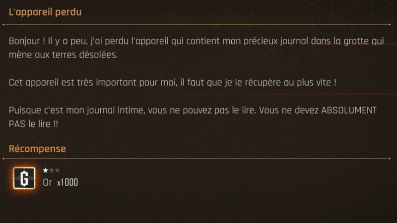 L'appareil perdu