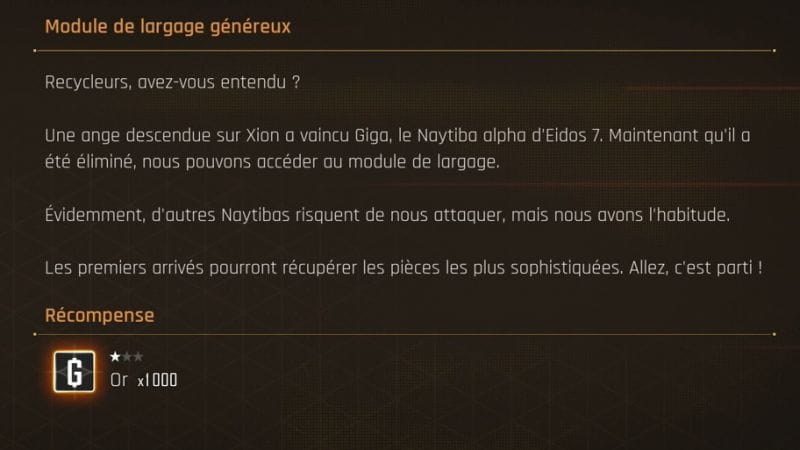 Module de largage généreux