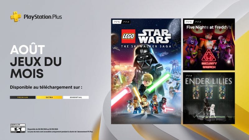 Les jeux du mois PlayStation Plus pour août : Lego Star Wars : La Saga Skywalker, Five Nights at Freddy’s: Security Breach et Ender Lilies: Quietus of the Knights