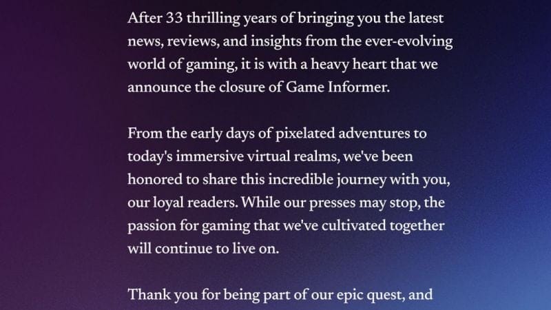 GameStop ferme immédiatement Game Informer, le plus ancien magazine américain de jeux vidéo.