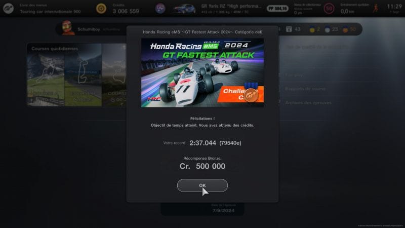 Les récompenses continuent pour moi avec GT7!!