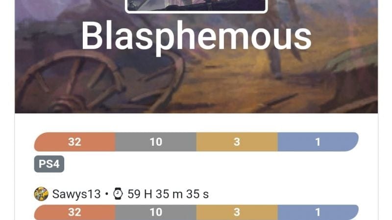 Platine 282 - Blasphemous ps4 en 59h