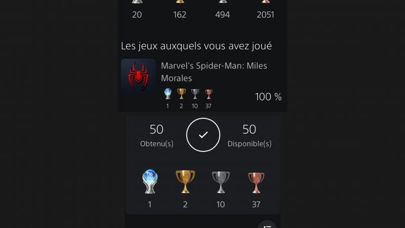 20 éme platine Spiderman Miles Morales PS5