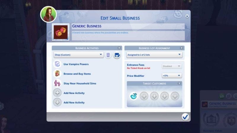 Les options de personnalisation pour les petites entreprises sont le meilleur atout de l'EP Entreprises et loisirs des Sims 4