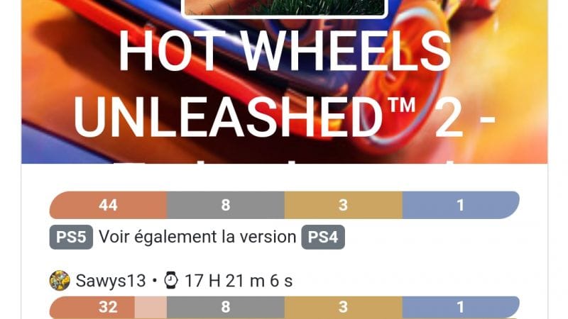 Platine 289 - Hot Wheels Unleashed 2 Turbocharged ps5 en 17h