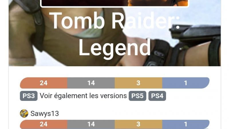 Platine 292 - Tomb Raider Legend ps3 en 22h