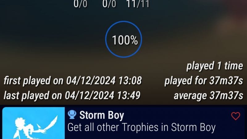 Platine 295 - Storm Boy ps4 en 37 min
