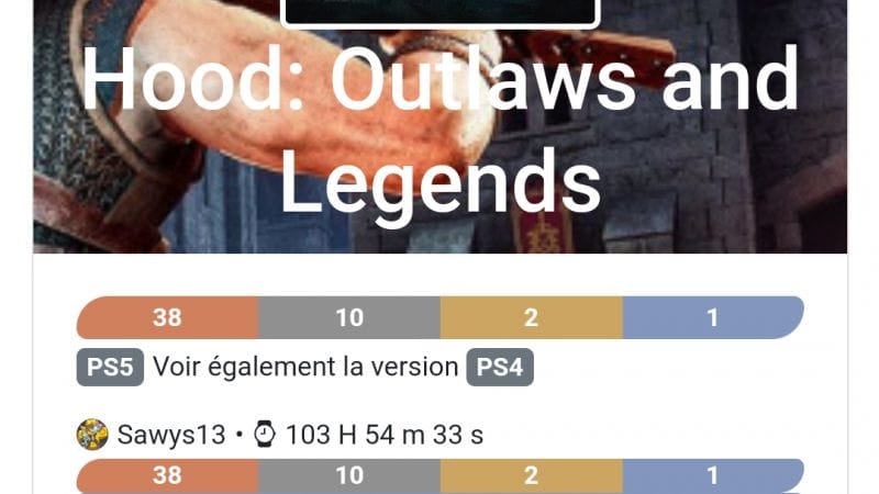 Platine 296 - Hood Outlaws and Legends ps5 en 103h