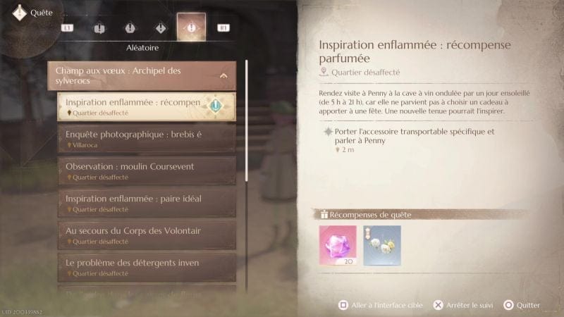 Quel accessoire pour Inspiration enflammée : récompense parfumée | Guide Infinity Nikki