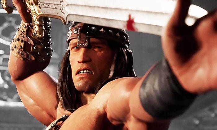 Mortal Kombat 1 : Conan "Schwarzy" le Barbare vient perforer des organes avec sa grosse lame