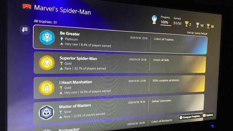 Platine #2 : Marvel’s Spider-Man (Ps4)