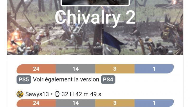 Platine 307 - Chivalry 2 sur ps5 en 33h