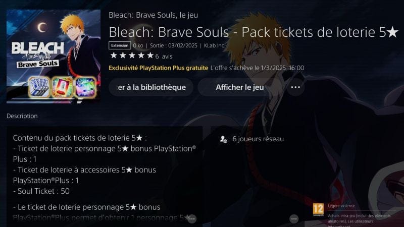 Pack Mensuel PS+ Bleach Brave Souls