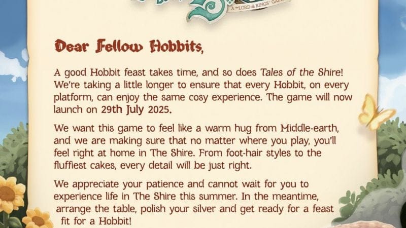 Tales of the Shire reporte le début de la vie du Hobbit au 29 juillet