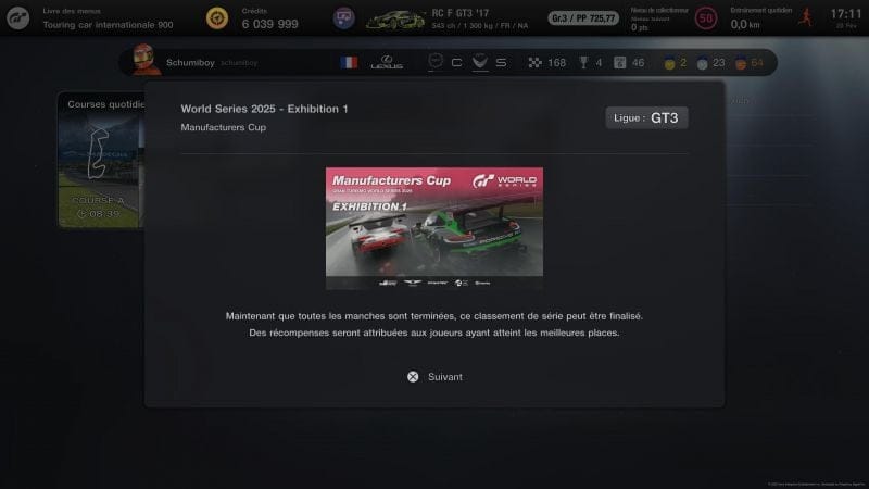 Résultats des classements GTWS Manufacturers Cup 2025 Series pour mon pilotage!