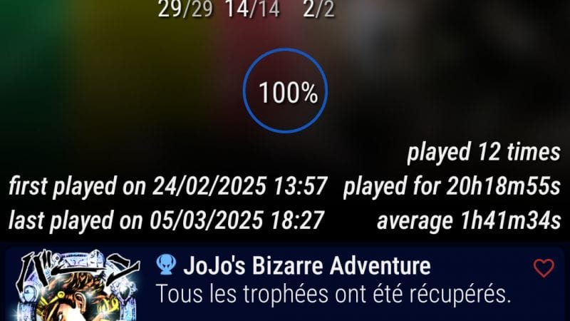 Platine 312 - Jojo's Bizarre Adventure All-Star Battle R ps4 en 20h