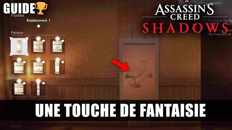 Assassin's Creed Shadows: 🏆 Une Touche de Fantaisie (Guide Trophées Succès) Décorer Repaire Sumi-e