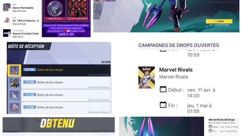 TWITCH DROPS nba2k25 S6 et Marvel Rivals S2