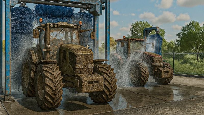 Dirty tractors get Washed in Automatic Farming Washer | Farming Simulator 25
