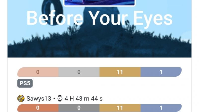 Platine 323 - Before Your Eyes (PSVR2) ps5 en 5h