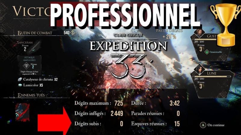 PROFESSIONNEL - VAINCRE UN BOSS SANS SUBIR DE DÉGATS  TROPHÉE / SUCCÈS  CLAIR OBSCUR EXPEDITION 33