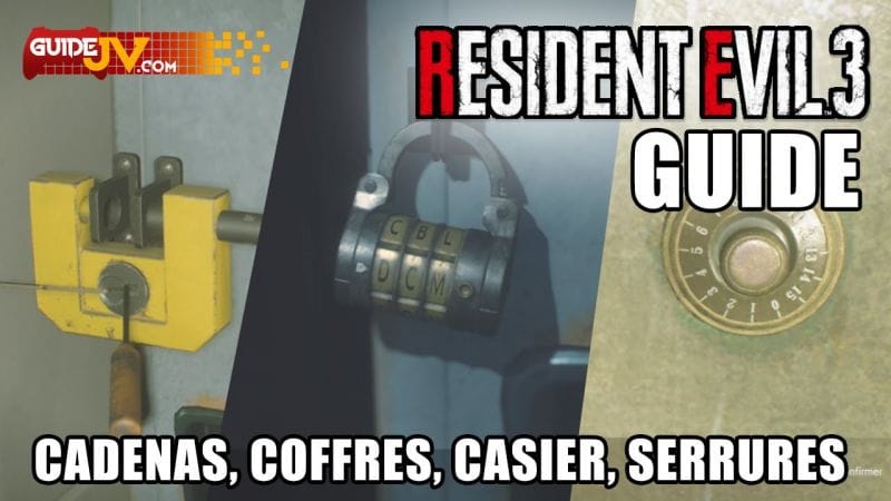 RESIDENT EVIL 3 - TOUS LES CADENAS, COFFRES, CASIER ET SERRURES CODE ET SOLUTION (Sésame, Ouvre toi)
