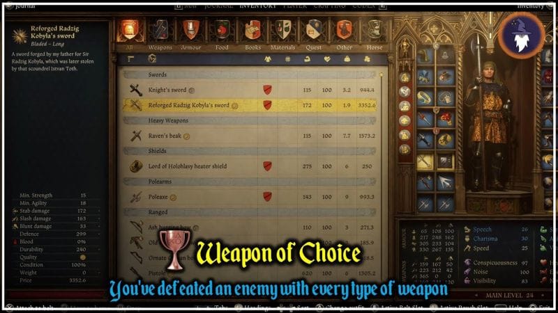 KINGDOM COME DELIVERANCE 2 | TROPHY - WEAPON OF CHOICE [You killed an enemy with all weapon types]