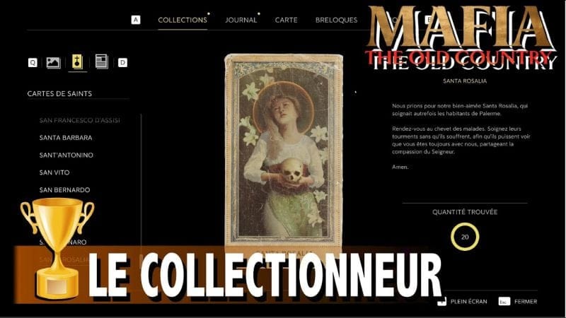 OÙ TROUVER TOUTES LES CARTES DE SAINTS  LE COLLECTIONNEUR - TROPHÉE / SUCCÈS - MAFIA THE OLD COUNTRY