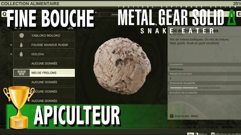 APICULTEUR & FINE BOUCHE - TROPHÉE / SUCCÈS - METAL GEAR SOLID DELTA SNAKE EATER