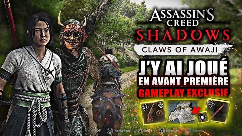 Assassin's Creed Shadows : J'ai joué au DLC Claws of AWAJI !! Carte, Combat de Boss, Nouvelle Arme..