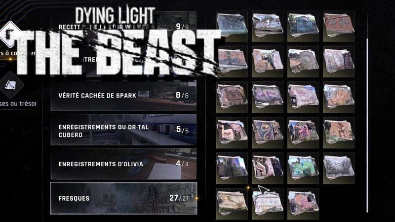 OÙ TROUVER Toutes les FRESQUES / GRAFFITI x27 Collector - DYING LIGHT THE BEAST