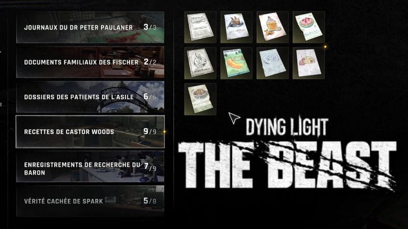 OÙ TROUVER Toutes les RECETTES DE CASTOR WOODS x9 Collector - DYING LIGHT THE BEAST