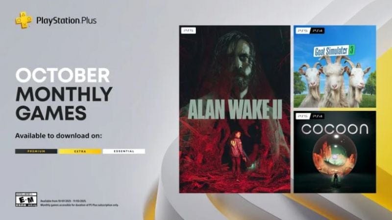 GEEKNPLAY - PlayStation Plus octobre 2025 - Alan Wake 2, Goat Simulator 3 et Cocoon rejoignent le catalogue