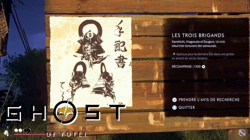 OÙ TROUVER LES TROIS BRIGANDS PRIMES - GHOST OF YOTEI