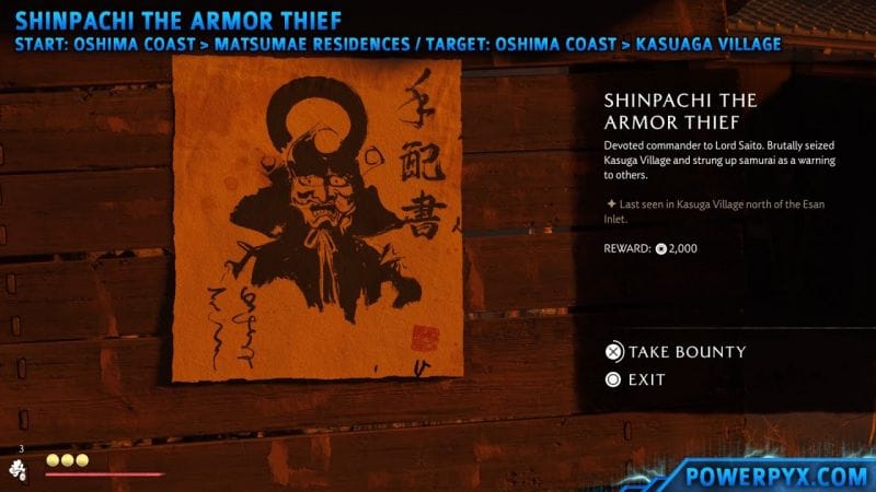 Ghost of Yotei - Shinpachi the Armor Thief Bounty Location