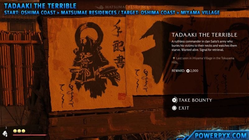 Ghost of Yotei - Tadaaki The Terrible Bounty Location