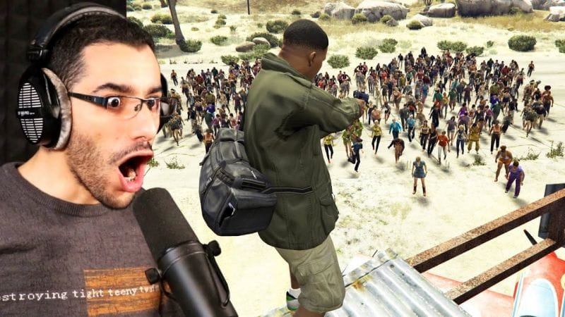 أكبر حشد زومبي على الإطلاق في تاريخ لعبة جي تي أي 5 | GTA V Zombie Apocalypse