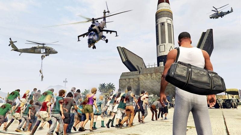 هجوم الزومبي الشديد ومحاولة الهروب للفضاء في لعبة جي تي أي 5 | GTA V Intense Zombie Apocalypse