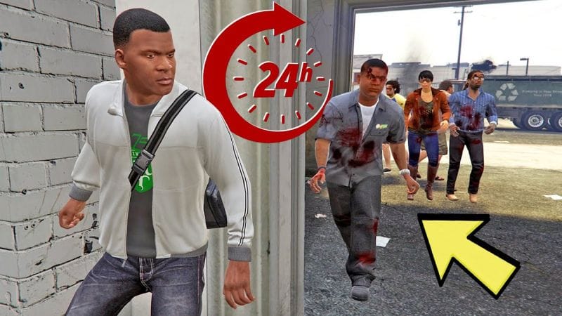 إنتشار مرض الزومبي تحدي البقاء على قيد الحياة 24 ساعة | GTA V Zombie Apocalypse